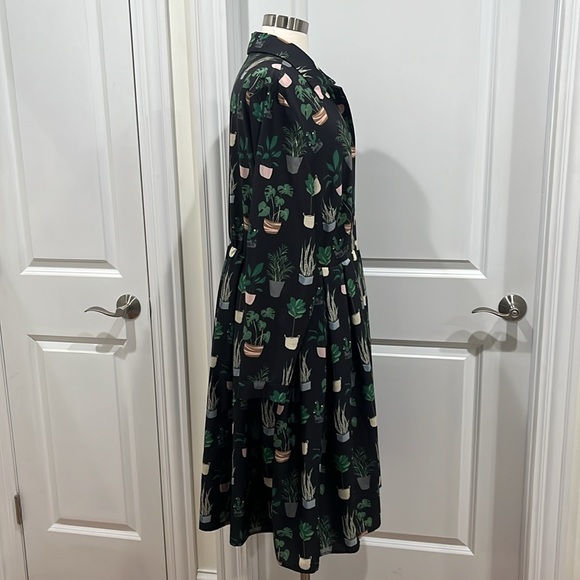 Eloquii Dress Potted Plants Fit & Flare Black Size 22 - Picture 5 of 15